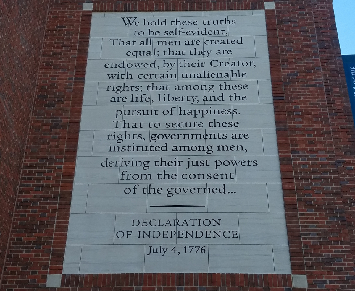 Excerpt from The Declaration of Independence, engraved onto the Museum of the American Revolution Excerpt from The Declaration of Independence, engraved onto the Museum of the American Revolution
